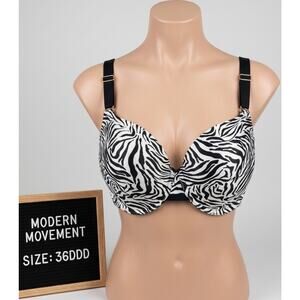Modern Movement 36DDD Bra Zebra Print Full Coverage Underwire T-Shirt Bra